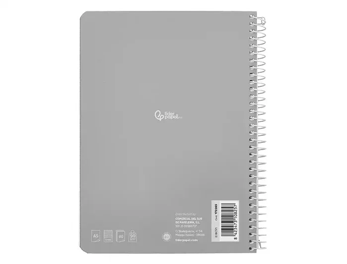 Liderpapel Cuaderno espiral A5 Witty tapa dura 80h 90gr cuadro 4mm colores surtidos
