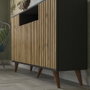 Hanah Home FRN-9004-1 Consola para Sala de Estar, 140cm Ancho, Pino Madera Negro Atlántico