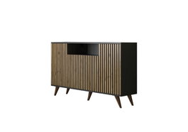 Hanah Home FRN-9004-1 Consola para Sala de Estar, 140cm Ancho, Pino Madera Negro Atlántico