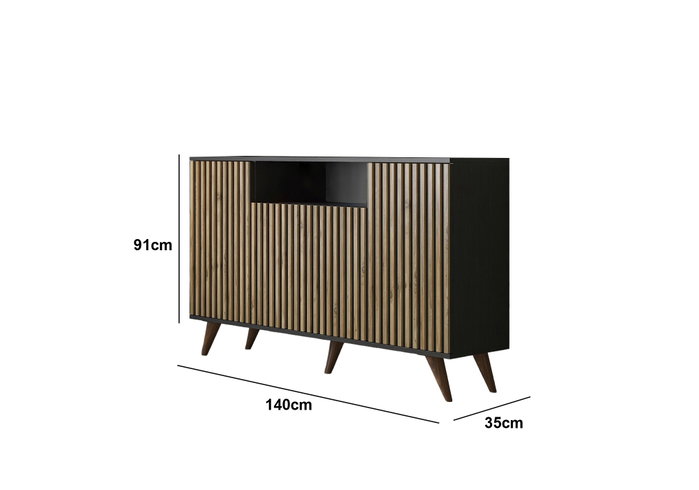 Hanah Home FRN-9004-1 Consola para Sala de Estar, 140cm Ancho, Pino Madera Negro Atlántico Hanah Home FRN-9004-1 Consola para Sala de Estar, 140cm Ancho, Pino Madera Negro Atlántico