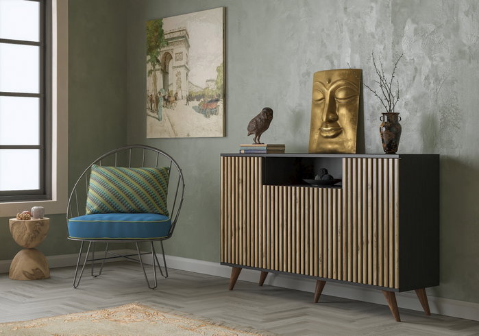 Hanah Home FRN-9004-1 Consola para Sala de Estar, 140cm Ancho, Pino Madera Negro Atlántico Hanah Home FRN-9004-1 Consola para Sala de Estar, 140cm Ancho, Pino Madera Negro Atlántico