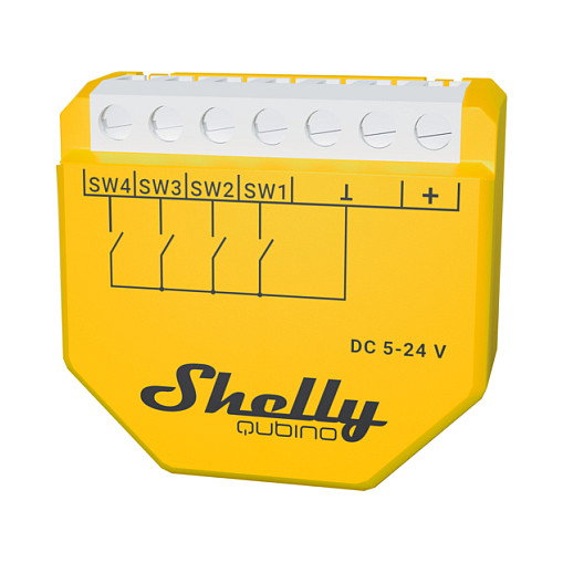 Shelly Wave i4 DC Interruptor Inteligente Z-Wave Inalambrico Amarillo 5-24V DC 40m Interior