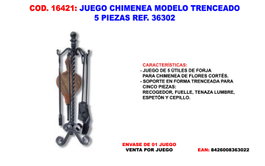 Juego de útiles chimenea modelo trenzado 5 piezas