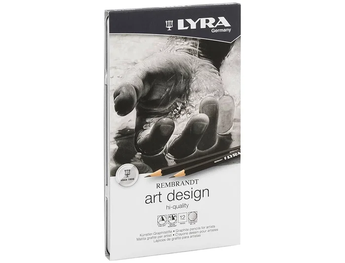 Lyra Rembrand Art Design Lápices de Grafito Caja de 12 Graduaciones (6B, 5B, 4B, 3B, 2B, B, HB, F, H, 2H, 3H, 4H) Arte y Diseño Profesional