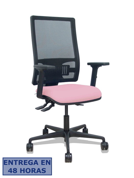 PIQUERAS Y CRESPO Silla Bormate con Mecanismo Asincro, Malla Negra y Asiento Rosa
