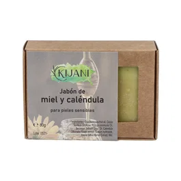 KIJANI Jabón en Pastilla de Miel y Caléndula con Avena, 80Gr, Piel Sensible, Ecológico Certificado BIOINSPECTA