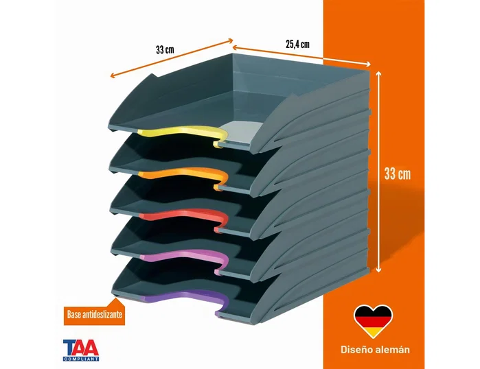Durable Bandeja de sobremesa Varicolor Antracita/Multicolor Pack de 5
