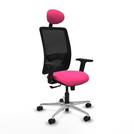 PIQUERAS Y CRESPO Silla de oficina Zulema Rosa y Negro con mecanismo Sincro