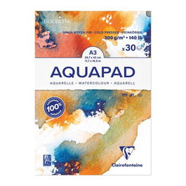Bloc De Dibujo Clairefontaine Aquapad Encolado Blanco Grano Medio-Fino Tecnicas Humedas A3 300G 30H (Set de 3)