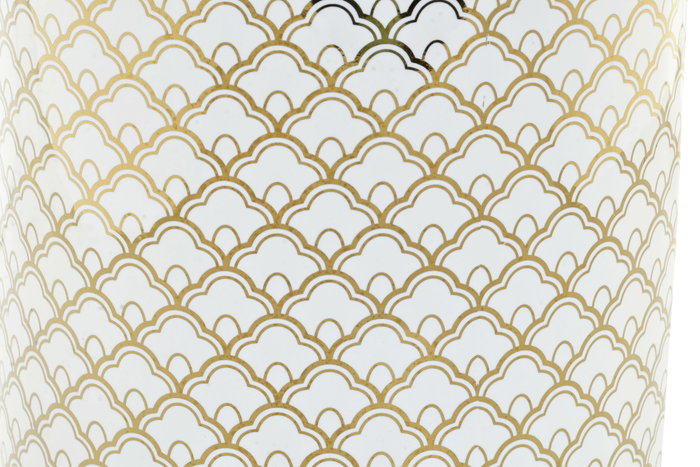 DKD Home Decor Paragüero de Porcelana Blanco y Dorado