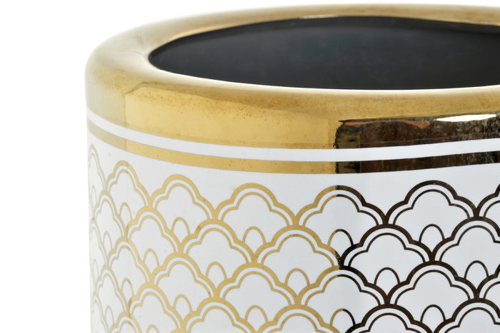 DKD Home Decor Paragüero de Porcelana Blanco y Dorado