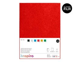 Innspiro Goma EVA roja con film de purpurina 20x30cm 2mm x5u