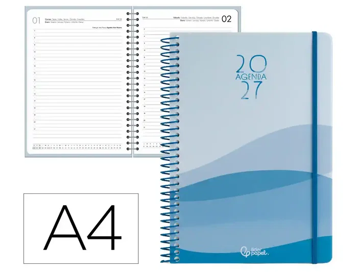 Liderpapel Agenda de oficina 2027 día por página A4 azul Liderpapel Agenda de oficina 2027 día por página A4 azul