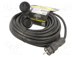 KEL Prolongador de alimentación H05RR-F 3G2,5mm2 20m Negro