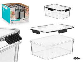 Leknes Fiambrera Rectangular Hermética Negra 650 ml 18 x 7 x 12 cm (Set de 24)