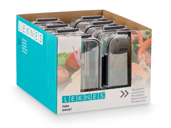 Leknes Fiambrera Rectangular Hermética Negra 650 ml 18 x 7 x 12 cm (Set de 24)