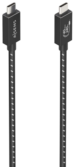 Aisens Cable USB4 Gen 3x2 Aluminio 40Gbps 8K@60Hz 240W Negro 0.5m