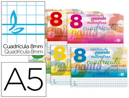 Liderpapel Libreta Cuaderno A5 Pautado Cuadriculado 32 Hojas 70gr Apaisado Con Margen