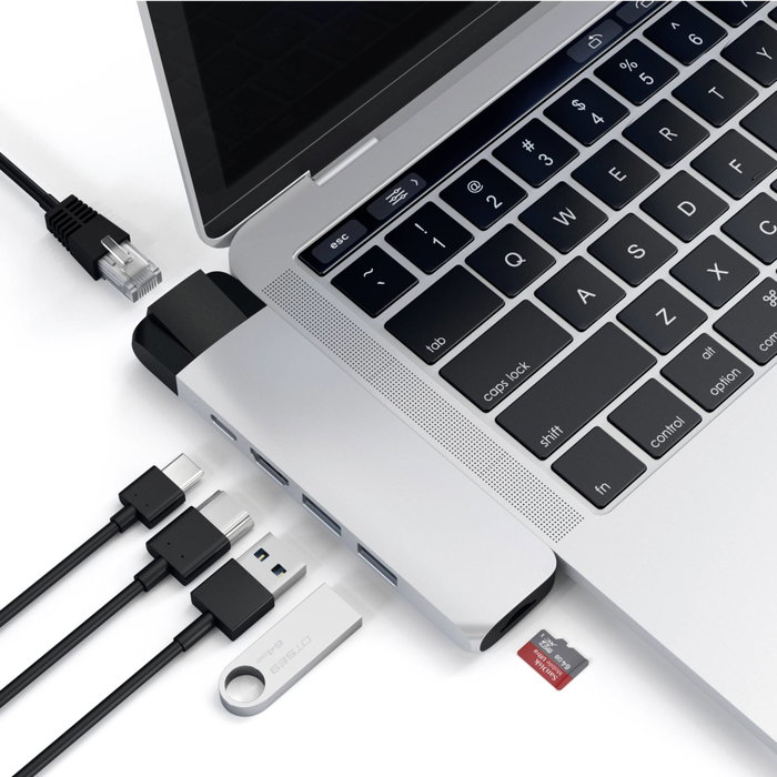 Satechi Type-C Pro Hub 4K HDMI with Ethernet Plata