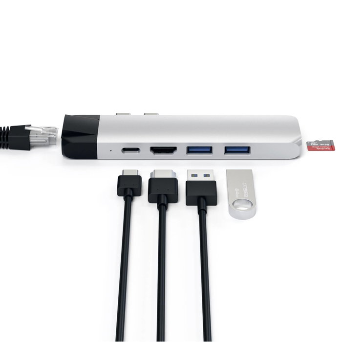 Satechi Type-C Pro Hub 4K HDMI with Ethernet Plata