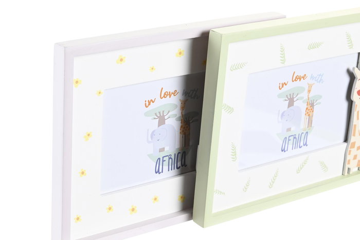 DKD Home Decor Decoracion Kids Baobab Leon Mapache Blanco Azul Verde MDF 1.5 x 17.5 x 22.5 cm (6 Unidades)