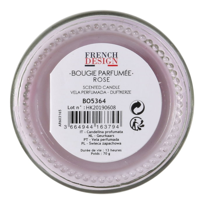 The Candle Factory Mini Tarro Con Vela Aroma Camelia Rosa Tarro Cristal 6.2x6.3cm 13h 70g