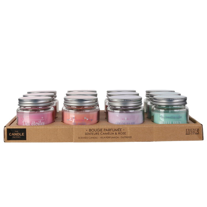 The Candle Factory Mini Tarro Con Vela Aroma Camelia Rosa Tarro Cristal 6.2x6.3cm 13h 70g