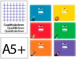 Liderpapel Libreta Din A5+ 32 Hojas Cuadriculado Pautado 75gr Apaisada Con Margen 6 Colores