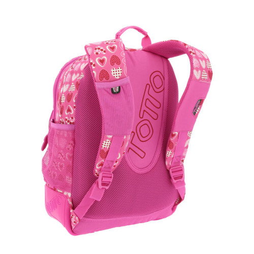Totto Mochila Escolar Crayoles Refuerzo Caucho + Bolsillos Rosa/Corazones MA04ECO029-1710N-1I3 Capacidad 20L