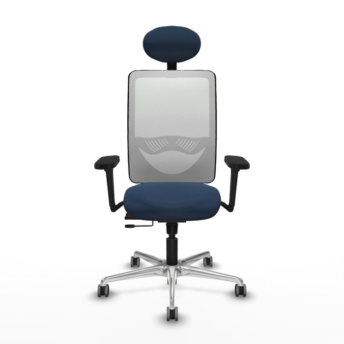 PIQUERAS Y CRESPO Silla de oficina Zulema con mecanismo Sincro/Traslack Azul marino y Blanco