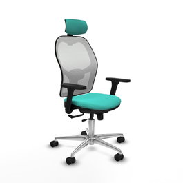 PIQUERAS Y CRESPO Silla de oficina Jorquera con mecanismo Sincro/Traslack Turquesa y Blanco