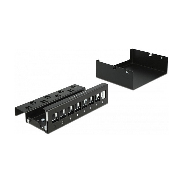 DeLOCK Panel de Conexiones Patch Panel Keystone 8 Puertos Negro, Referencia Delock Keystone, Metal, 112.5 x 158.5 x 45.2 mm