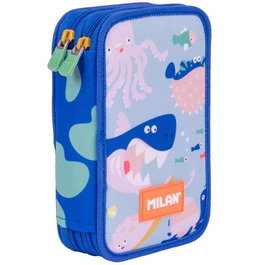 Milan Plumier 2 Pisos Con Contenido Serie Especial Blue Odyssey Estuche Escolar