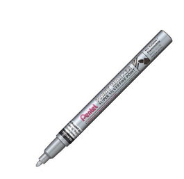 PENTEL Marcador Permanente MSP10 Color Plata Punta Fina (Caja de 12)