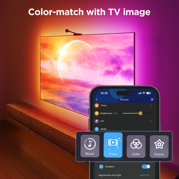 Govee H6098 Netflix Envisual Tira de luz inteligente 55-65 pulgadas