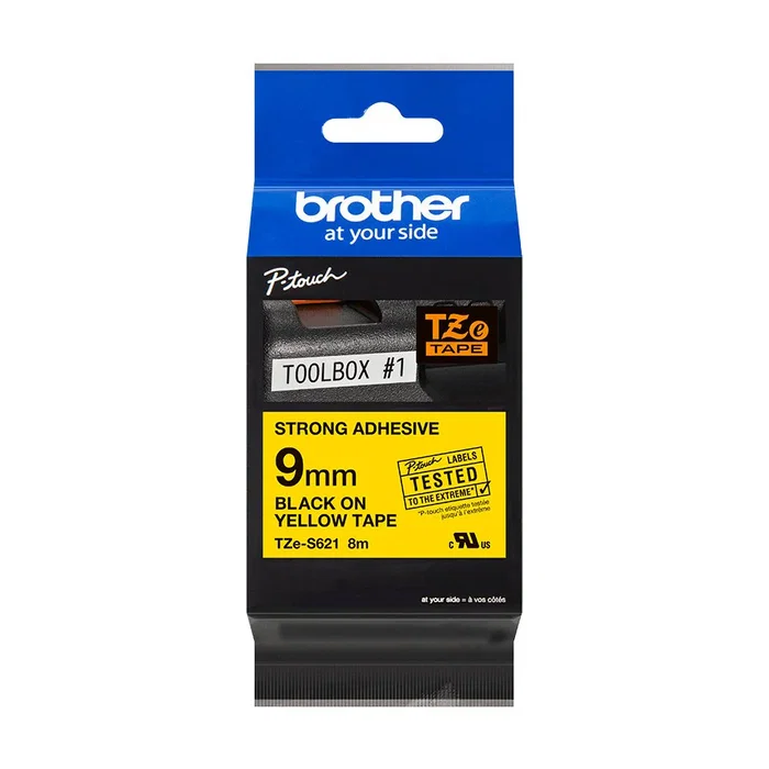 Brother Cinta Laminada TZeS621 Superadhesiva 9mm x 8m Amarillo / negro Brother Cinta Laminada TZeS621 Superadhesiva 9mm x 8m Amarillo / negro