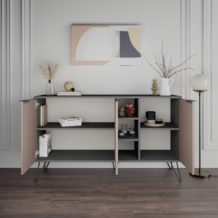 Hanah Home Consola Clara Antracita, Marrón Claro | Tablero de Partículas Recubierto de Melamina Hanah Home Consola Clara Antracita, Marrón Claro | Tablero de Partículas Recubierto de Melamina