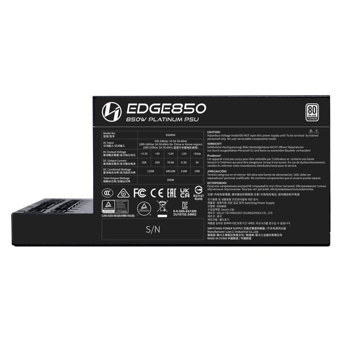 Lian Li EDGE EG0850 850W 80 PLUS Platinum PCIe 5.1 ATX 3.1 Negro
