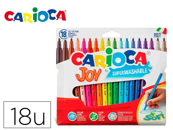 Carioca Rotulador Joy Caja de 18 Unidades Colores Surtidos Punta Fina Carioca Rotulador Joy Caja de 18 Unidades Colores Surtidos Punta Fina
