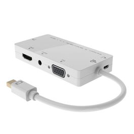 MicroConnect Adaptador Mini DisplayPort 1.2 a DVI-I, HDMI, VGA, Audio Hembra para Conectar a Pantallas y Sistemas de Audio con Salida de Video y Audio Simultánea