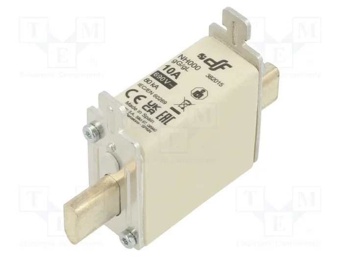 DF ELECTRIC Fusible NH000 de Cerámica 10A 690VAC 250VDC gG DF ELECTRIC Fusible NH000 de Cerámica 10A 690VAC 250VDC gG