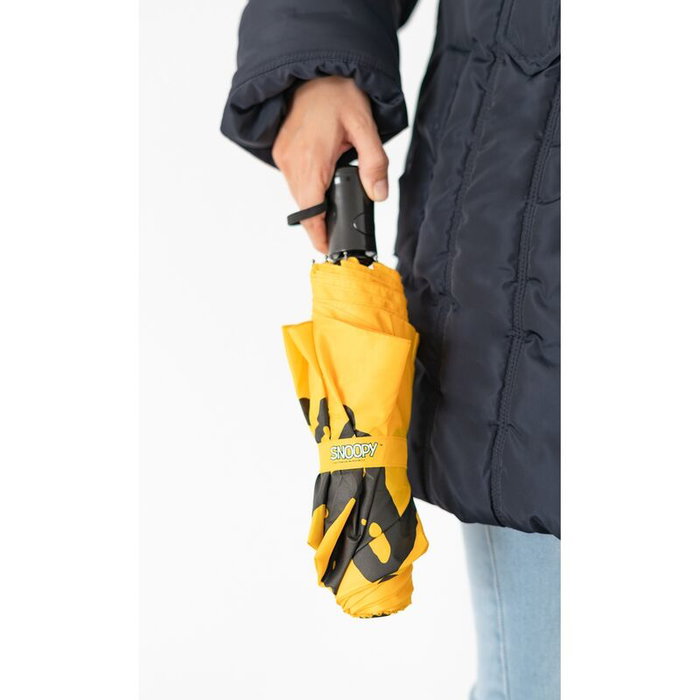 Snoopy Paraguas Plegable Automático 100cm Diámetro Poliéster Estructura Metálica Mango PVC Apertura Automática