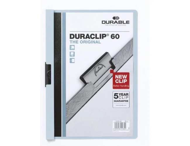 Durable Carpeta Duraclip dossier con pinza lateral azul, capacidad 60 hojas
