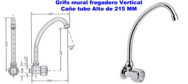 Genebre Grifo Mural para Fregadero con Caño Alto de 22 cm
