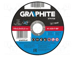 GRAPHITE Disco cortante de 115mm x 2,5mm