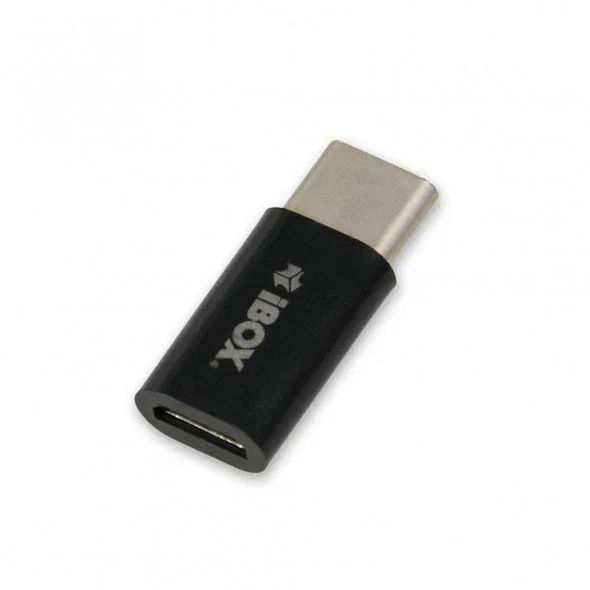 Ibox IAMCS2 Adaptador de USB Tipo-C Macho a Micro USB Hembra, Cable Cambiador de Género, Negro, Pack de 2 Unidades