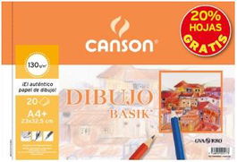 Canson Bloc Dibujo Basik Espiral A4+ 130 gr Microperforado Blanco Natural (20H+20% Gratis) - 10 Unidades