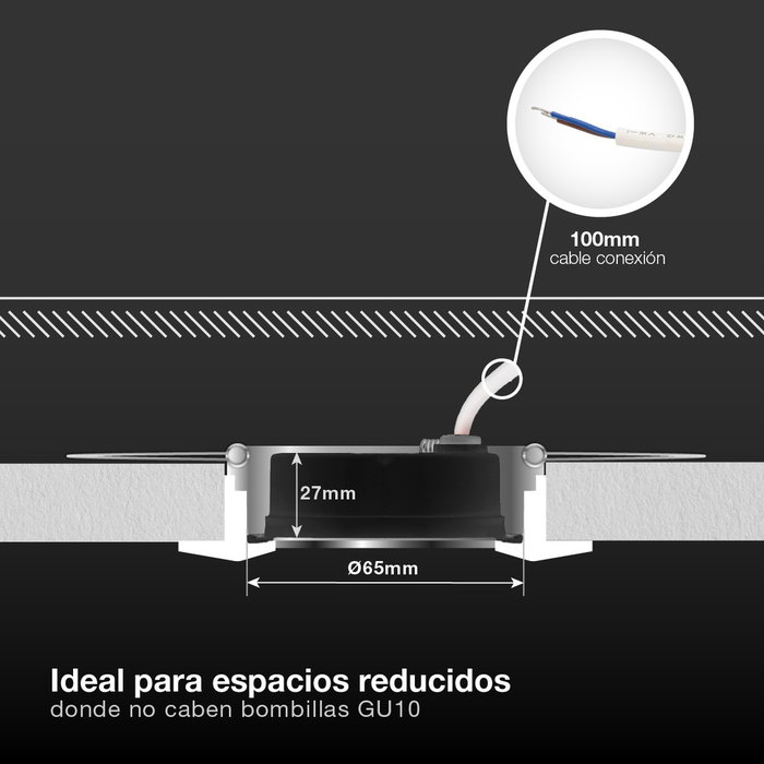 GSC Evolution Aro redondo empotrable compacto LED Lumati 7W Negro