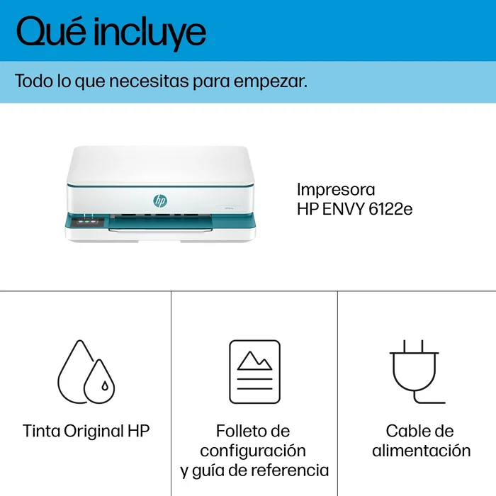 HP ENVY 6122e Impresora Multifunción Blanca con Impresión Fotográfica y Wi-Fi