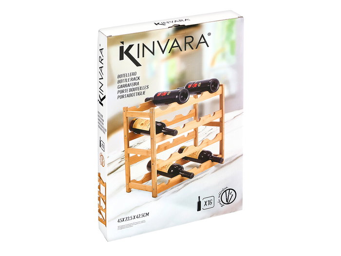 Kinvara Botellero Bambu 16 Botellas Natural 43.5x4.5x27.5 cm (Set de 4)